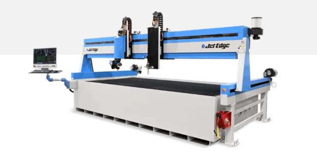 Jet Edge waterjet cutting machine with two cutting heads