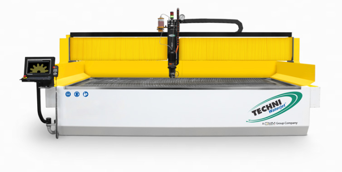 Techni Waterjet cutting machine with its control workstation
